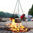 Camping Triangular Hanging Pot Bracket BBQ Rack Branch Picnic Ring Hook Set