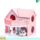 Small Pet Sleeping Wooden House Hamster Net Ecological Double Decker-Lei