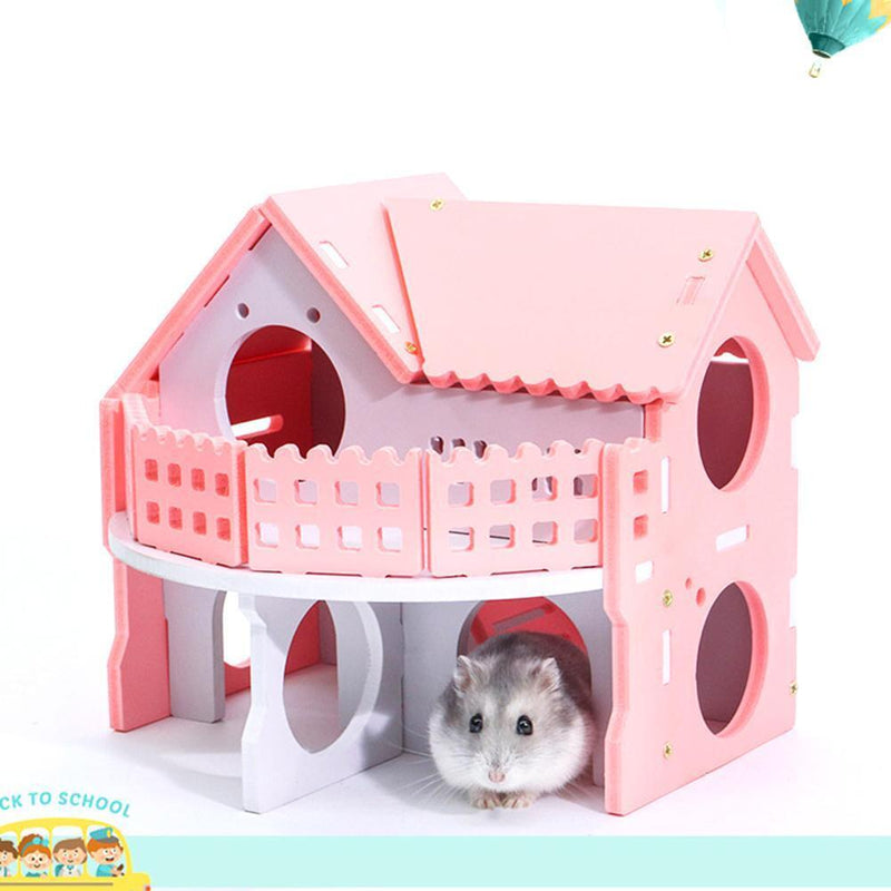 Small Pet Sleeping Wooden House Hamster Net Ecological Double Decker-Lei