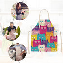 Kitchen Linen Apron Cartoon Cat Print Home Restaurant Cooking Baking Bibs