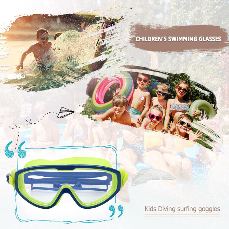 Children Goggles Waterproof Anti-fog Swimming Snorkeling Glasses (Green) Newly