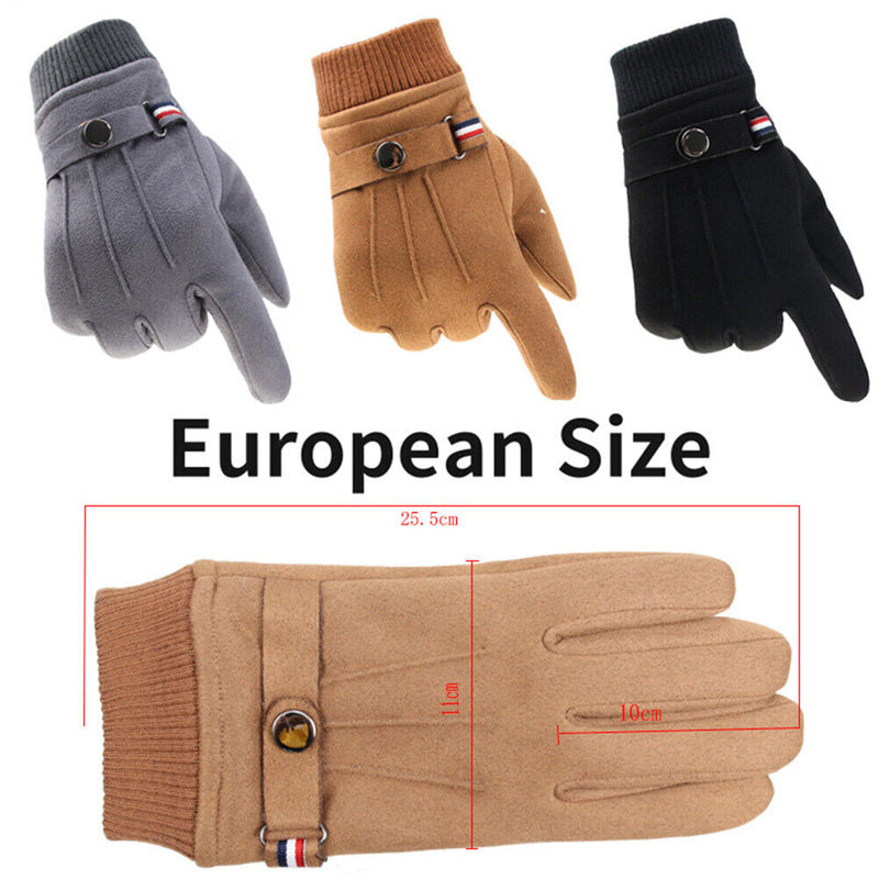 Men Touchscreen Cycling Gloves Full Finger Fleece Riding Mittens (Black) Newly