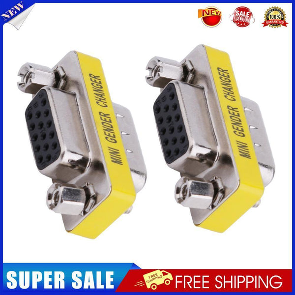 2pcs 15pin VGA Male to Female Adapter Gender Changer Couplers Extenders
