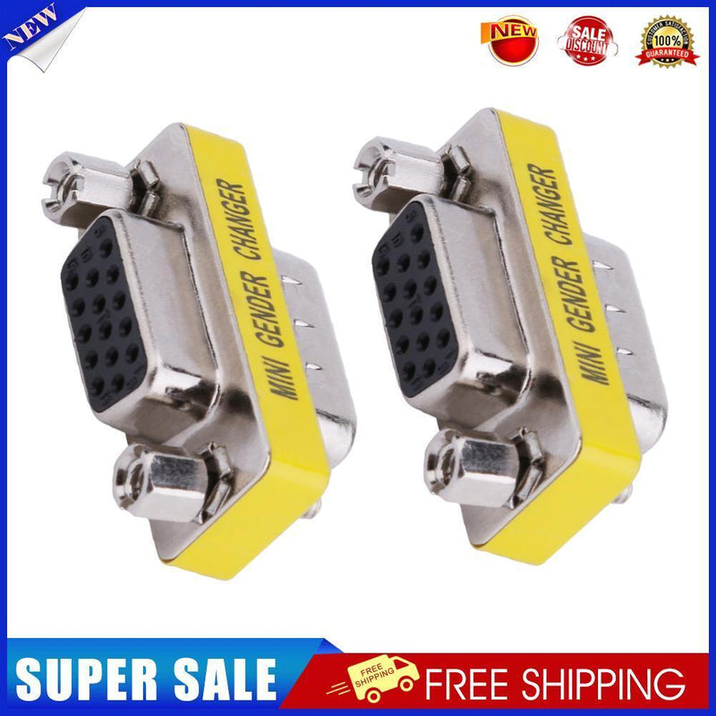 2pcs 15pin VGA Male to Female Adapter Gender Changer Couplers Extenders