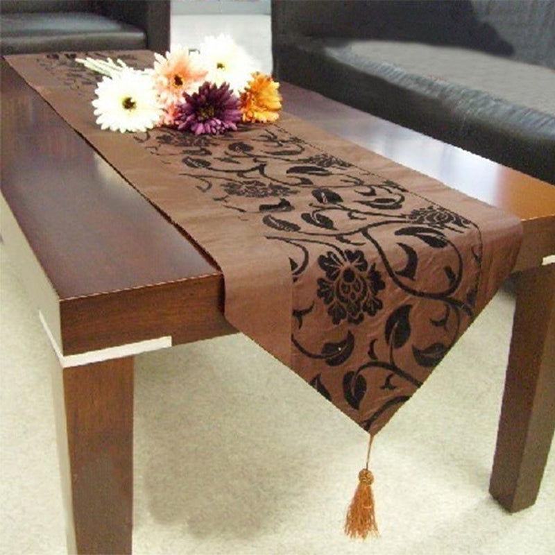 Chameleon Flocking Tablecloth Home Runners Dinner Table Flag Cover(Coffee)