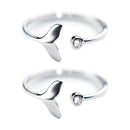 Fish Wave Mermaid Tears Ring Crystal Opening Ring Wave Inlaid Diamond Ring