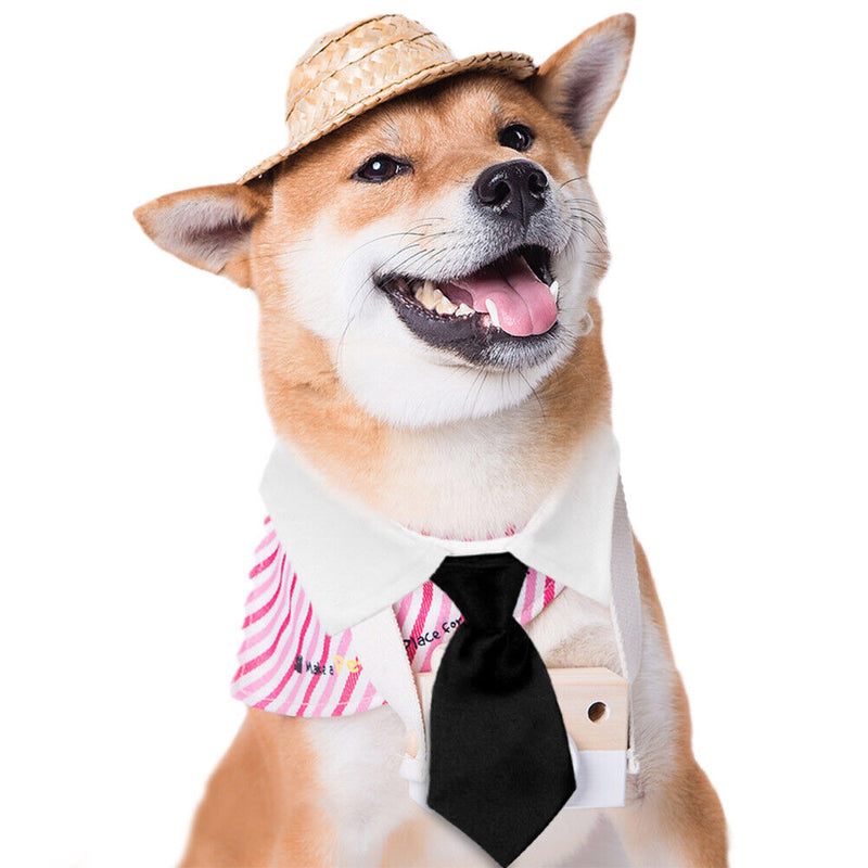 Cat Dog Collar Bow Tie Cotton Pet Formal Necktie for Wedding (Black L) Newly