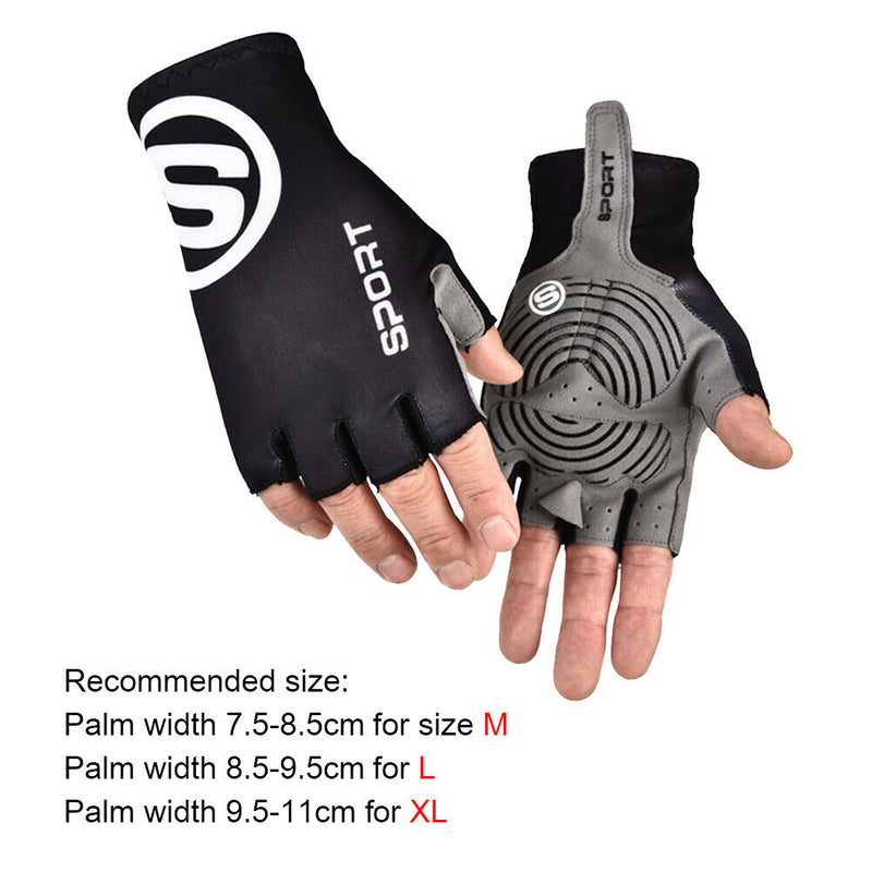 Ice Silk Women Men Gloves Sports Cycling Half Finger Hand Gloves (Black XL)