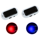 Solar USB Powered Car LED Alarm Light Anti-Theft Warning Flash Lamp (Blue)