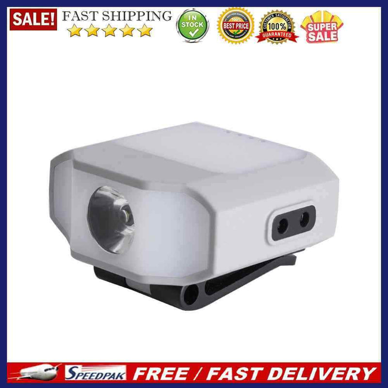 Sensor Hat Clip Light Headlight COB LED Camping Fishing Headlamp (Grey)