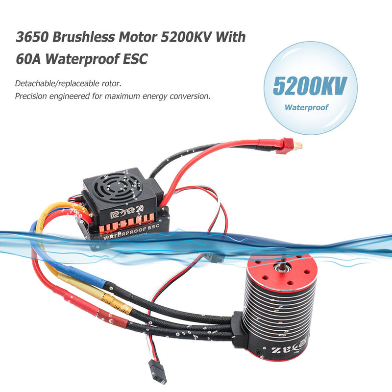 #A 3600/4500/5200KV 3650 Brushless Motor with 60A ESC for 1/8 1/10 Scx10 Hpi RC