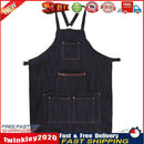 Unisex Pocket Antifouling Denim Cloth Work Apron Cafe Kitchen Cooking Bibs Newly