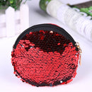 Multi Sequins Coin Wallet Women Change Purse Girls Round Clutch Bags (Red)