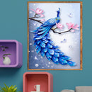 5D DIY Full Drill Diamond Painting Blue Peafowl Cross Stitch Embroidery Kit