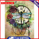 5D Diamond Painting Kit DIY Dragonfly Clock Full Round Drill Crafts Home Decor