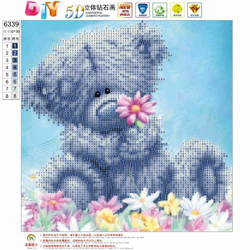 DIY 5D Diamond Embroidery Bear Painting Cross Stitch Craft Decor Kit Newly