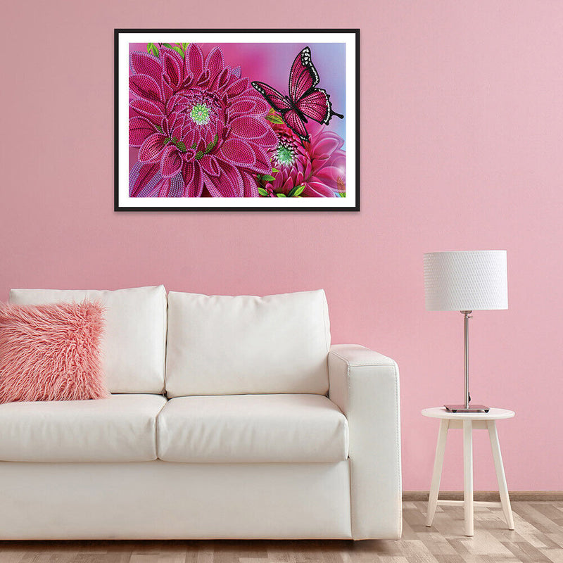 5D Special Shaped Diamond Painting Flower Butterfly DIY Rhinestone Mosaic Wall