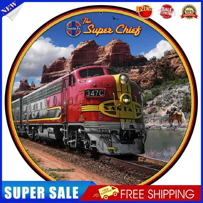 Round Train Retro Metal Plate Tin Sign Plaque for Bar Pub Club Cafe Poster