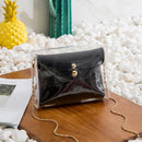 2pcs/set Women Transparent Chain Hangbags Crossbody Shoulder Bags (Black)