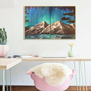 Aurora Night Mountains Oil Paint By Numbers 2 Panels DIY Picture for Adults Kids