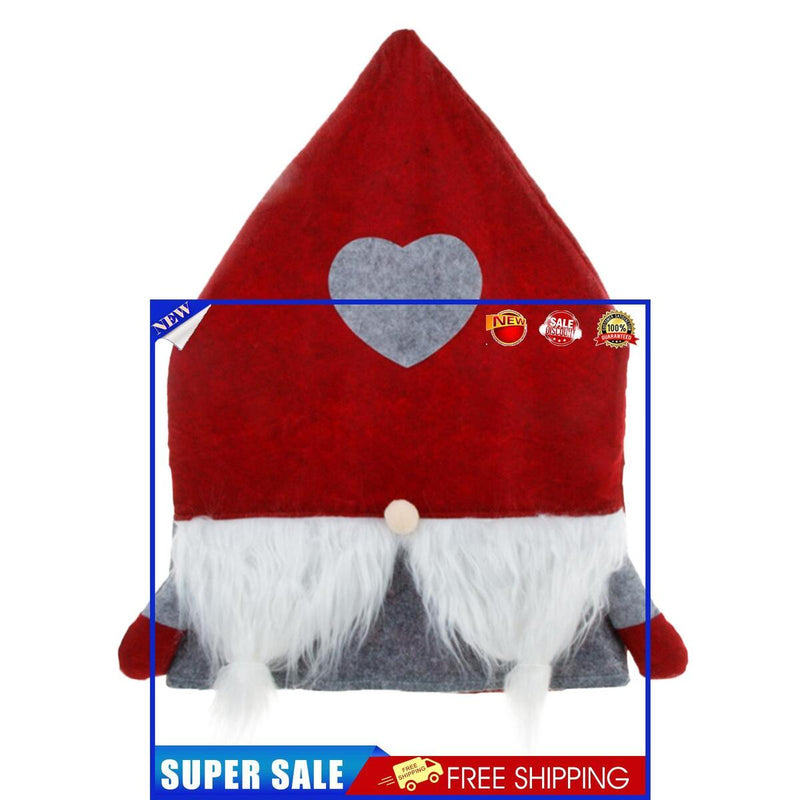 Christmas Chair Covers Plush Santa Love Heart Pointed Hat Cover (Red)