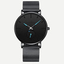 Men Round Dial Bracelet Quartz Watches Strap Waterproof Wristwatch (Blue)