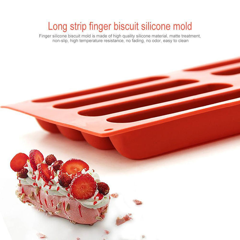 Long Strip Finger Biscuit Silicone Mold 8 Holes Oven Cake Mould Bakeware