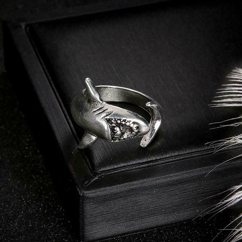 2 Pcs/Set Simple Adjustable Alloy Shark Open Rings Jewelry Gi1r Unisex O4J6