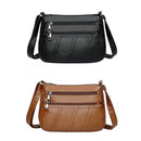 3pcs Women PU Shoulder Bag Multi-pocket  Solid Crossbody Handbag(Black)