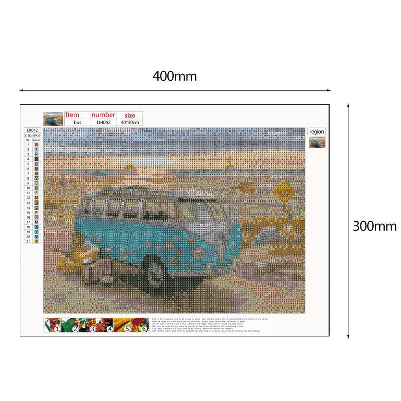 5D DIY Full Drill Diamond Painting Bus Cross Stitch Embroidery Mosaic Craft Set Wall