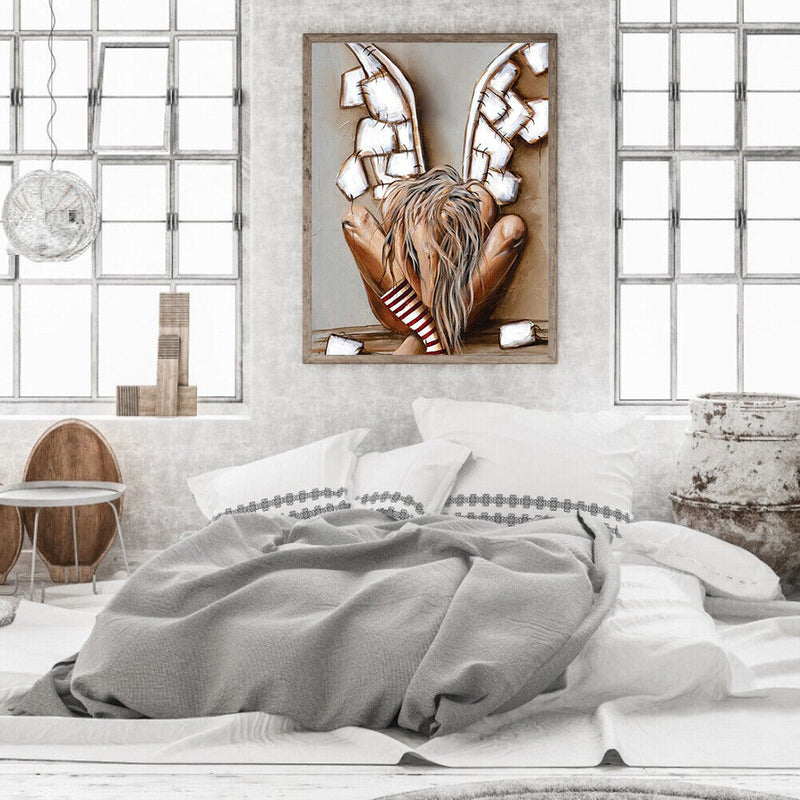 DIY Paint By Number Kit Frameless Broken Angel Handpainted Canvas Art Ornament
