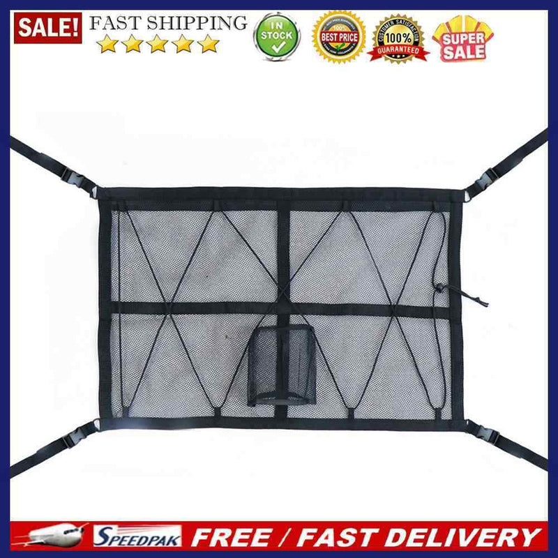 Double-Layer Car Roof Hanging Storage Net Organizer Car Interior Accessories