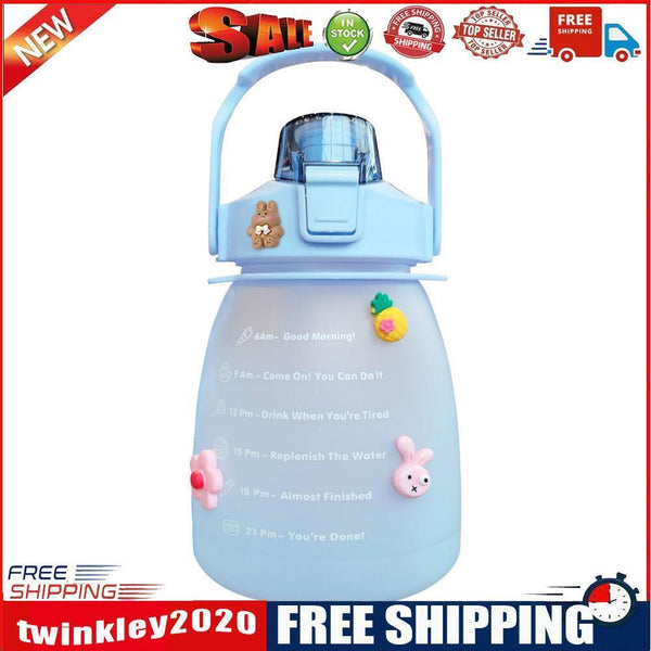 Water Bottle - Cute Belly Bottles Water Jug with Time Marker 1.3L (Blue)