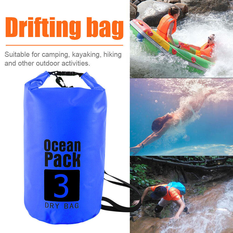 Waterproof Dry Bag Pack Sack Swimming Kayaking Boat Trekking (3L Dark Blue)