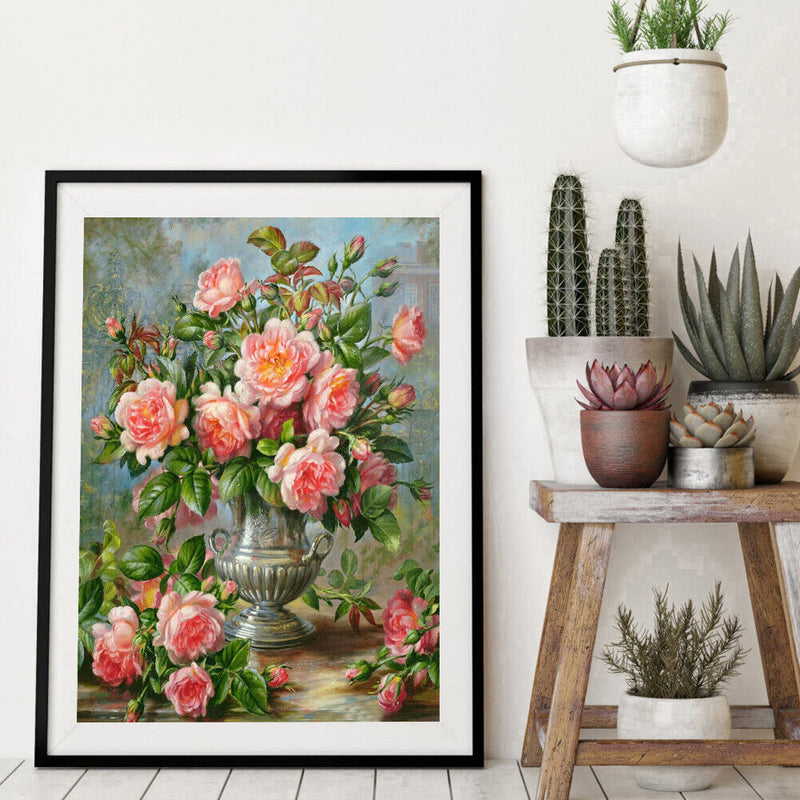 Diamond 5D Craft DIY Full Square Drill Drawing Flowers Vase Painting Kit Craf