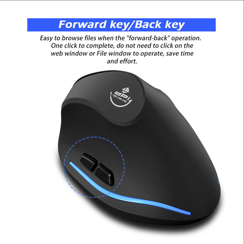 ZELOTES F-35A 2.4GHz Wireless Vertical 2400DPI Adjustable Optical PC Mouse