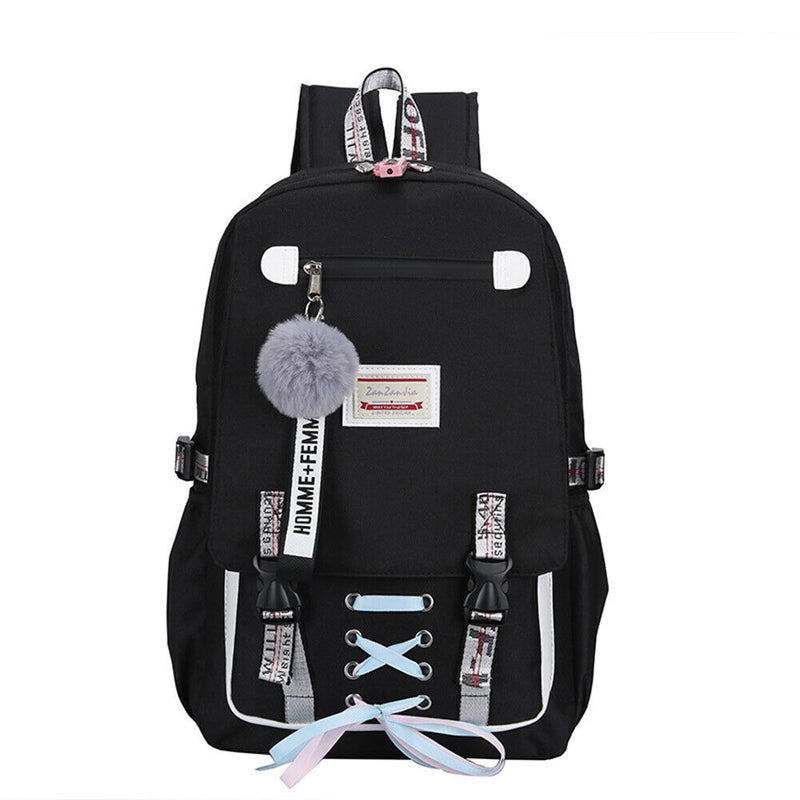 #A Casual Backpack Large-capacity School Backpacks Pompom Zipper for Outdoor S