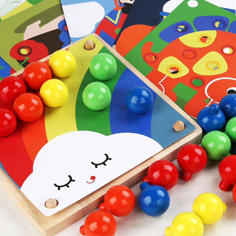 Mushroom Nail Puzzle Educational Didactical Intelligent Games DIY Flash Board