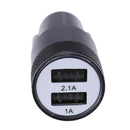 Metal Dual USB 2.1A Car Cigarette Lighter Adapter Charger(Black)