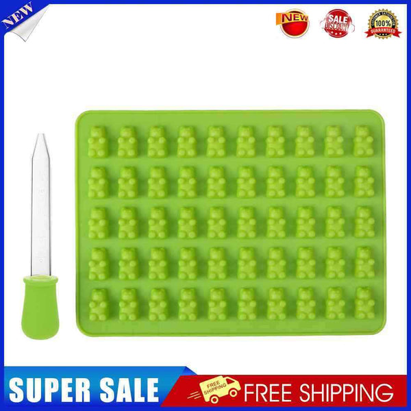 5pcs 50 Cavity Gummy Bears Silicone Soap Ice Cube Tray Baking Mold (Green)