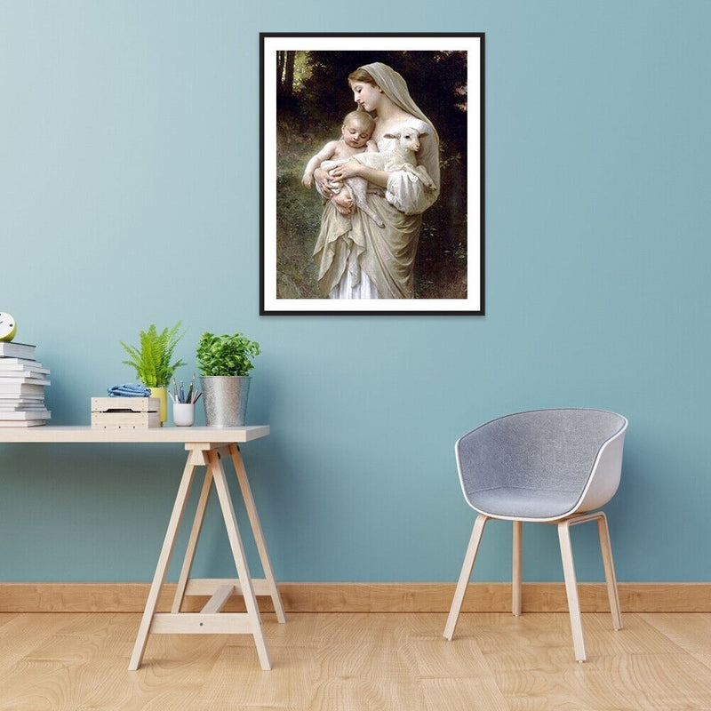 Oil Paint By Numbers Religious Virgin Son Frameless Picture Craft Kit for Home