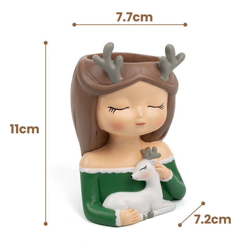 Succulent Planter Cartoon Vase Girl Flower Pot Holder Desktop Bonsai Container