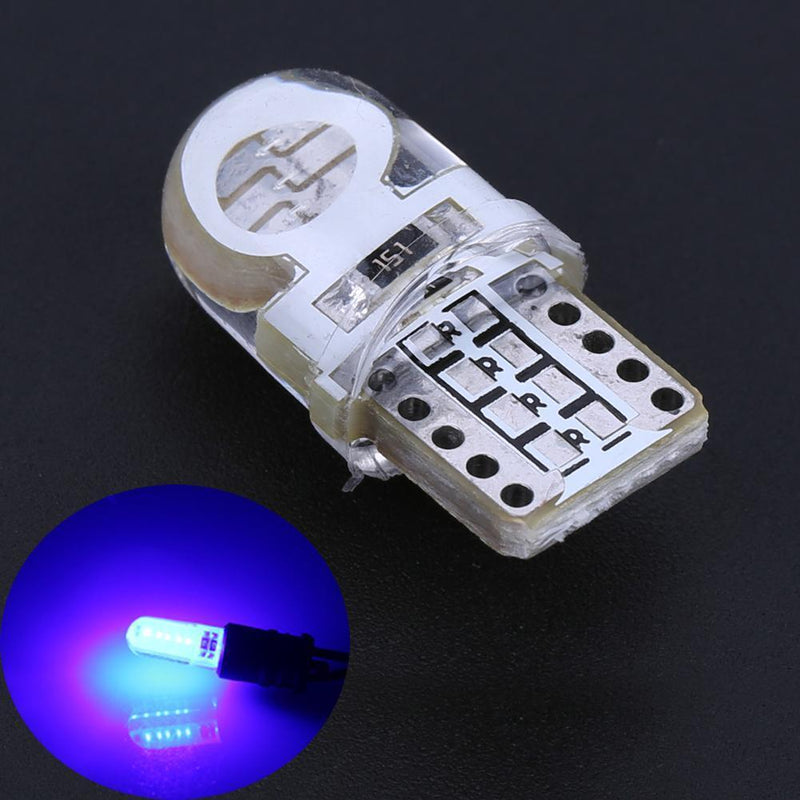 10pcs 12V T10 W5W LED Lamp COB Silicone Shell Car Turn Side Lamps(Blue)