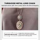 Retro Ethnic Turquoises Necklace Western Style Pumpkin Flower Pendant Chain G