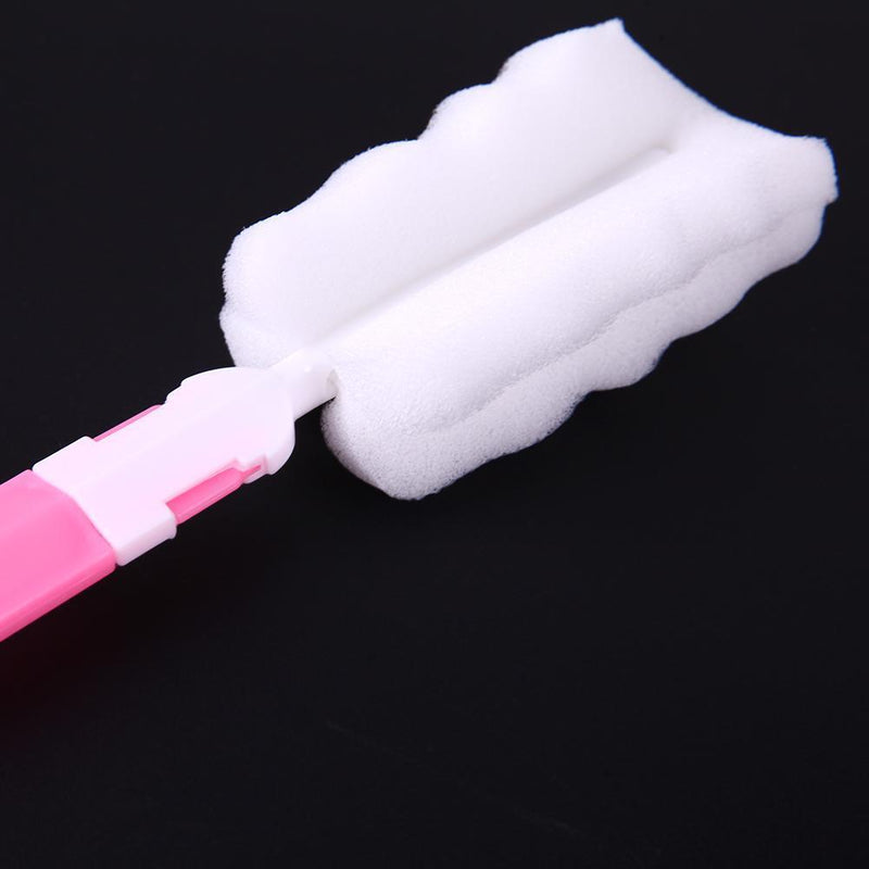 Sponge Cup Brush Removable Handle Cup Cleaning Brush Bottle Scrubber (Pink)