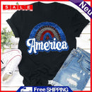 Independence Day Rainbow America Tea T-Shirt (Black XL)