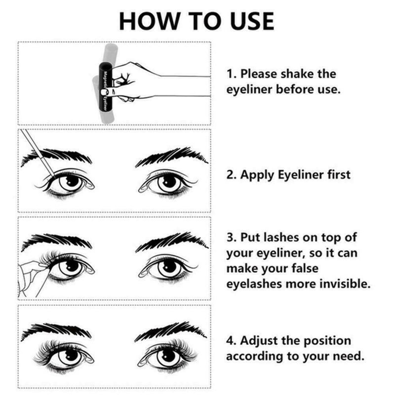 Magnetic Eyelashs Magnet Liquid Eyeliner Lashes Tweezer Long Last P2C2