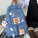 Women Preppy Style Patchwork Solid Color Backapck Travel Large Capacity Rucksack