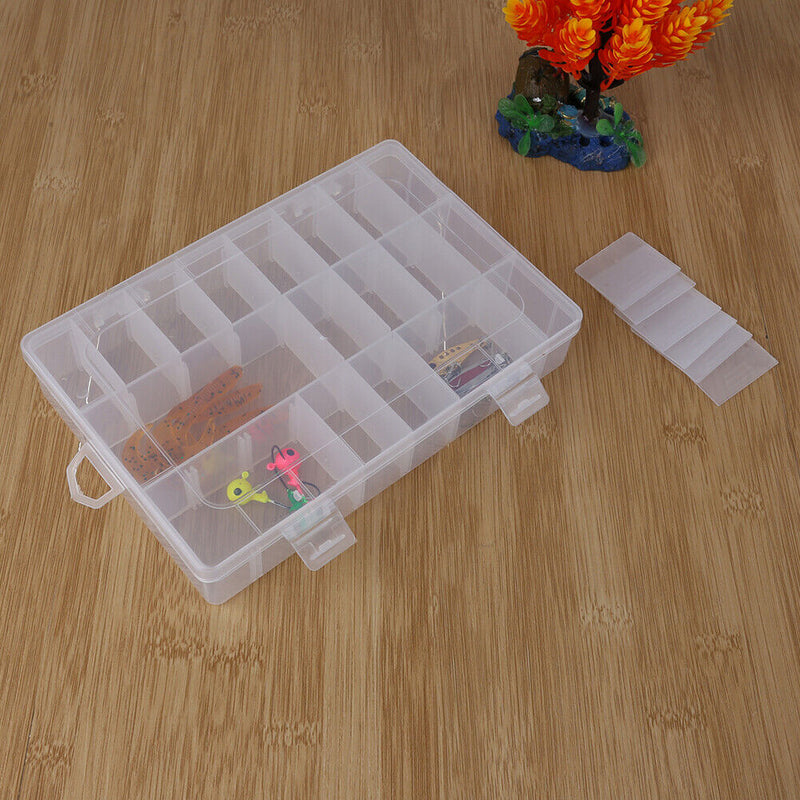 Transparent Fishing Tackle Storage Box Fishing Connector Soft 24 Slots Lure h