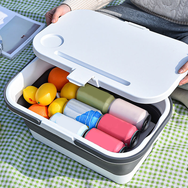 Folding Camping Storage Box with Handle Portable Picnic Fruits Basket Supplies